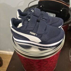 Puma Kids Dark Blue and White Sneakers